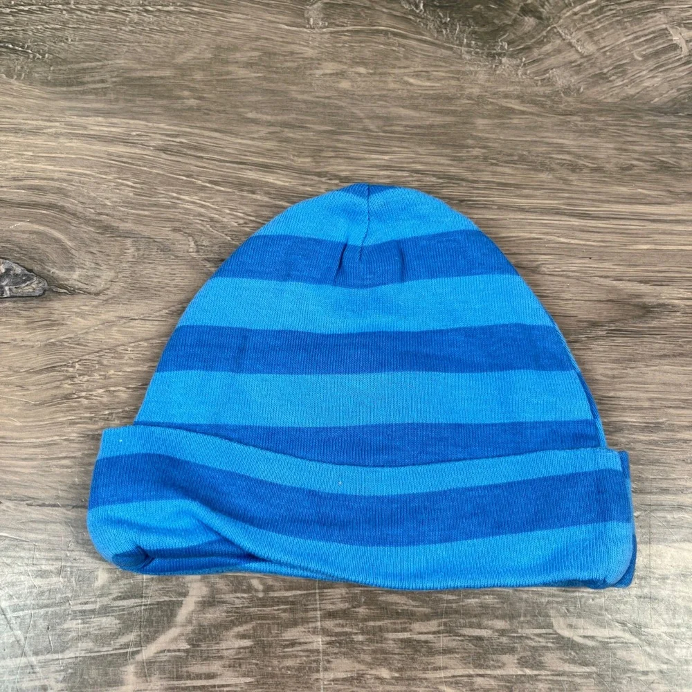 Gerber Beanie Hat Set Baby 0-6 Months Blue Striped Cotton Cute 3 Pack